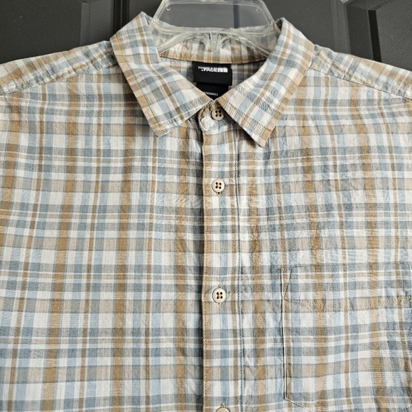 The North Face Grunge Plaid Shirt Mens Large Blue/Yellow 100% Cotton Skater - Picture 2 of 9